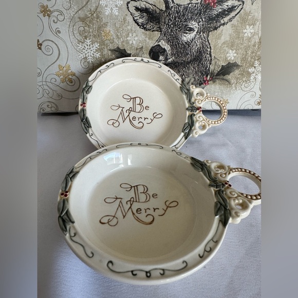 New! Set of 2 AMSCAN INC holiday dishes. BE MERRY - Picture 6 of 11